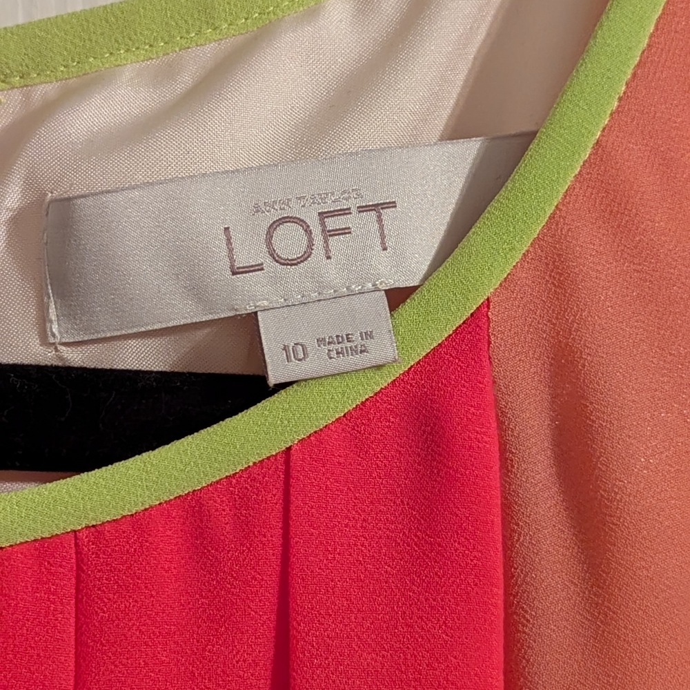 LOFT Red and Green Dress